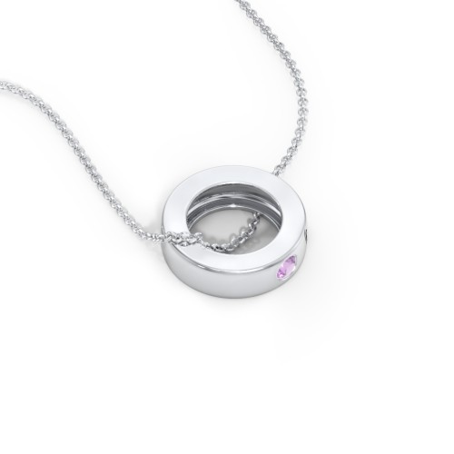 Engravable Gemstone Stacking Ring Charm Necklace - 1 – Sterling Silver with Amethyst