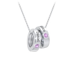 Engravable Gemstone Stacking Ring Charm Necklace - 2