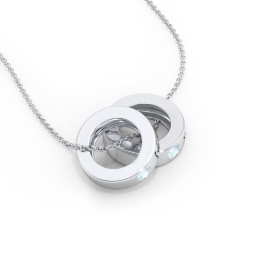 Engravable Gemstone Stacking Ring Charm Necklace - 2 – Sterling Silver with Blue Topaz