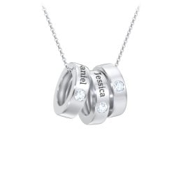 Engravable Gemstone Stacking Ring Charm Necklace - 3