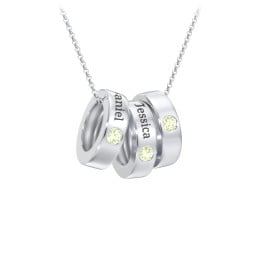 Engravable Gemstone Stacking Ring Charm Necklace - 3