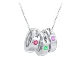 Engravable Gemstone Stacking Ring Charm Necklace - 3