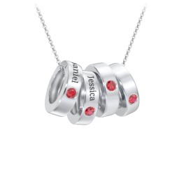 Engravable Gemstone Stacking Ring Charm Necklace - 4