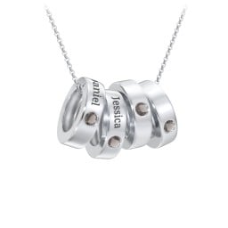 Engravable Gemstone Stacking Ring Charm Necklace - 4