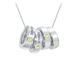 Engravable Gemstone Stacking Ring Charm Necklace - 4