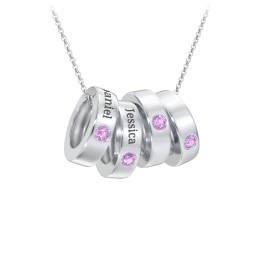 Engravable Gemstone Stacking Ring Charm Necklace - 4