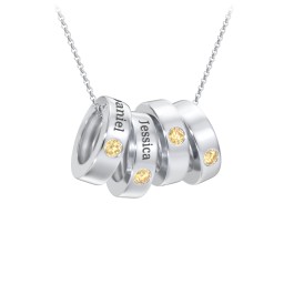 Engravable Gemstone Stacking Ring Charm Necklace - 4