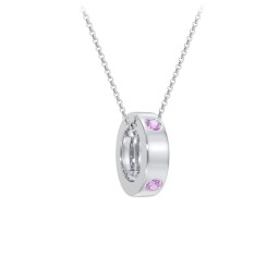 Multi-Gemstone Stacking Ring Charm Necklace - 1 in 925 Sterling Silver with Amethyst