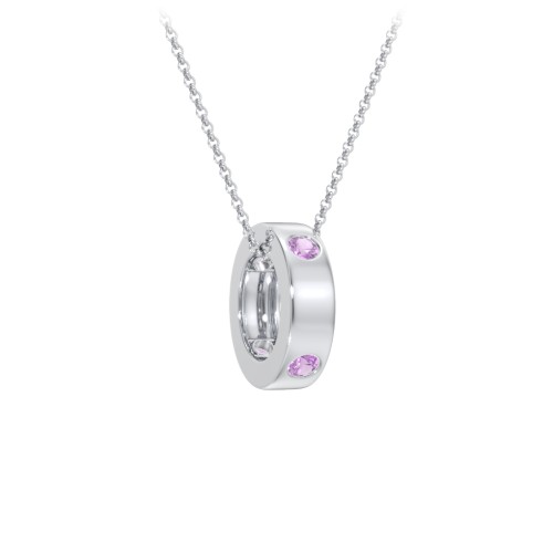 Multi-Gemstone Stacking Ring Charm Necklace - 1 – Sterling Silver with Amethyst