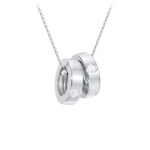 Multi-Gemstone Stacking Ring Charm Necklace - 2 – Sterling Silver with Opal