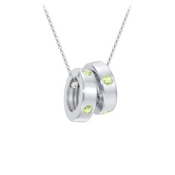 Multi-Gemstone Stacking Ring Charm Necklace - 2 in 925 Sterling Silver with Peridot