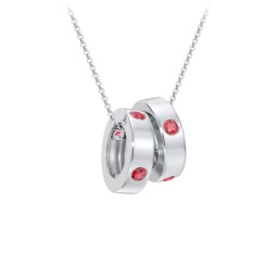 Multi-Gemstone Stacking Ring Charm Necklace - 2 in 925 Sterling Silver with Garnet