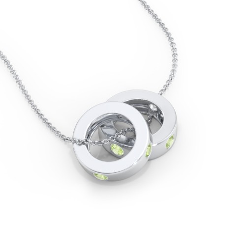 Multi-Gemstone Stacking Ring Charm Necklace - 2 – Sterling Silver with Peridot