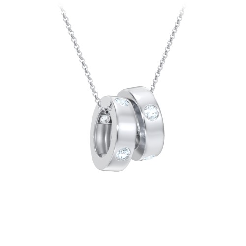 Multi-Gemstone Stacking Ring Charm Necklace - 2 – Sterling Silver with Aquamarine