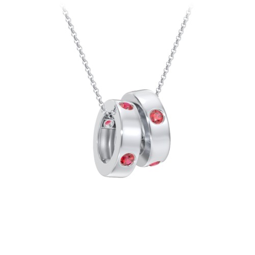 Multi-Gemstone Stacking Ring Charm Necklace - 2 – Sterling Silver with Garnet
