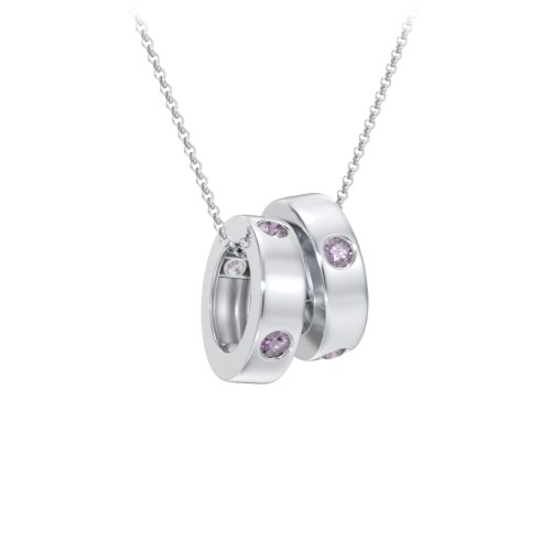Multi-Gemstone Stacking Ring Charm Necklace - 2 – Sterling Silver with Alexandrite