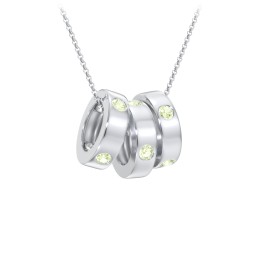 Multi-Gemstone Stacking Ring Charm Necklace - 3 in 925 Sterling Silver with Peridot