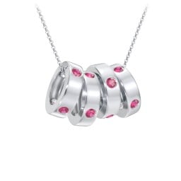 Multi-Gemstone Stacking Ring Charm Necklace - 4