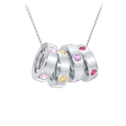 Multi-Gemstone Stacking Ring Charm Necklace - 4