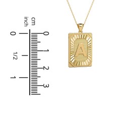 Engravable 18K Gold Plated Initial Tag Pendant Necklace