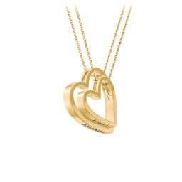 Engravable Heart In Heart Necklace Set
