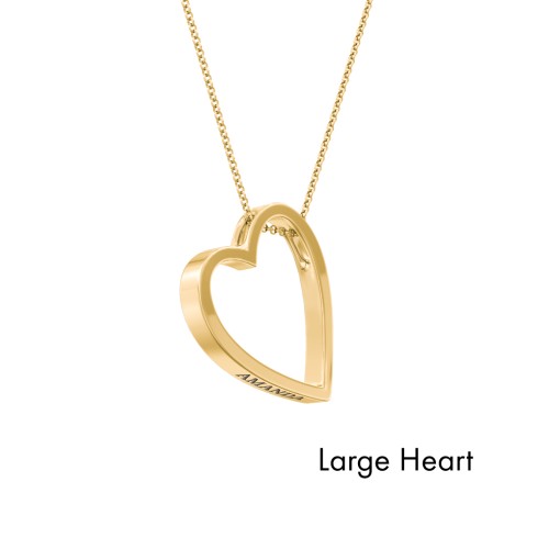 Engravable Heart In Heart Necklace Set – 10K Yellow Gold