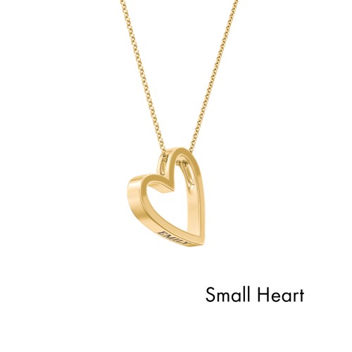 Engravable Heart In Heart Necklace Set – 10K Yellow Gold