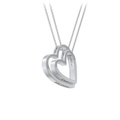 Engravable Heart In Heart Necklace Set – Sterling Silver
