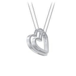 Engravable Heart In Heart Necklace Set in 925 Sterling Silver