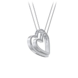 Engravable Heart In Heart Necklace Set in 925 Sterling Silver