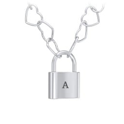 Engravable Lock with Heart Link Chain