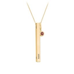 Engravable Vertical 3D Bar Necklace with 1-Stone Charm