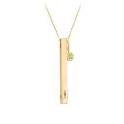 Engravable Vertical 3D Bar Necklace with 1-Stone Charm