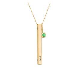 Engravable Vertical 3D Bar Necklace with 1-Stone Charm