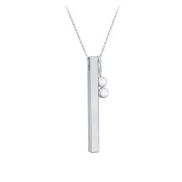 Engravable Vertical 3D Bar Necklace with 2-Stone Charm