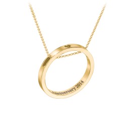 Engravable Floating Circle Necklace with Heart Cutout