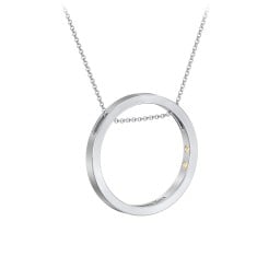 Engravable Floating Circle Necklace with Hidden Gemstones