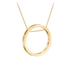 Engravable Floating Circle Necklace with Hidden Gemstones
