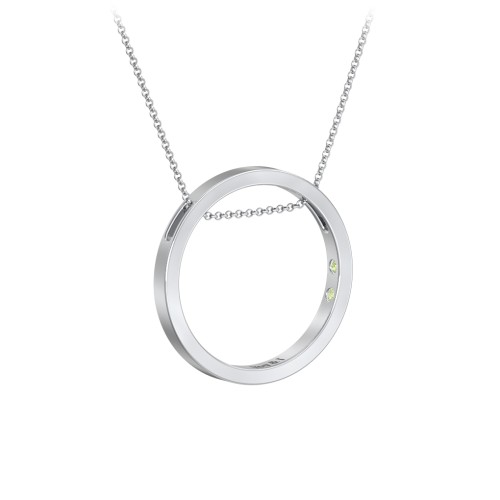 Engravable Floating Circle Necklace with Hidden Gemstones