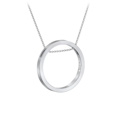 Engravable Floating Circle Necklace with Hidden Gemstones