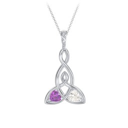Celtic Motherhood Knot Birthstone Necklace in 925 Sterling Silver with Amethyst and Cubic Zirconia