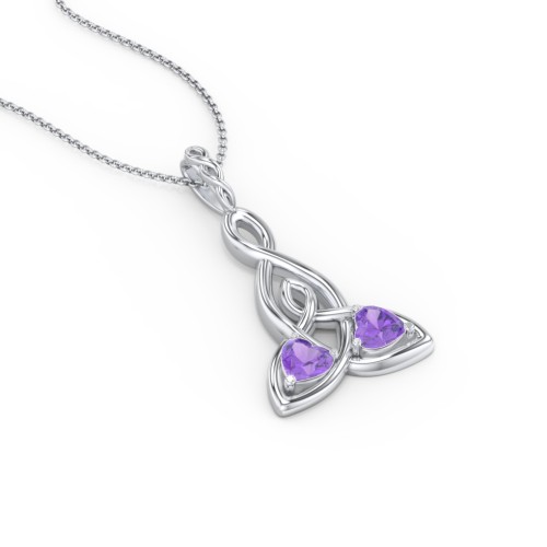 Celtic Motherhood Knot Birthstone Necklace – Sterling Silver with Amethyst