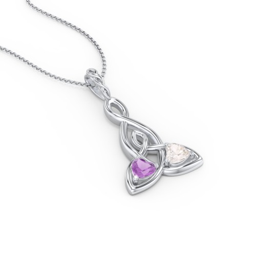 Celtic Motherhood Knot Birthstone Necklace – Sterling Silver with Amethyst and Cubic Zirconia