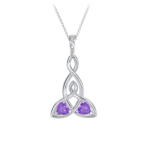 Celtic Motherhood Knot Birthstone Necklace – Sterling Silver with Amethyst