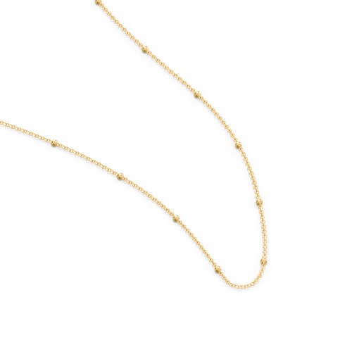 16" Ball Station Cable Chain Necklace – 18K Gold Plated Silver