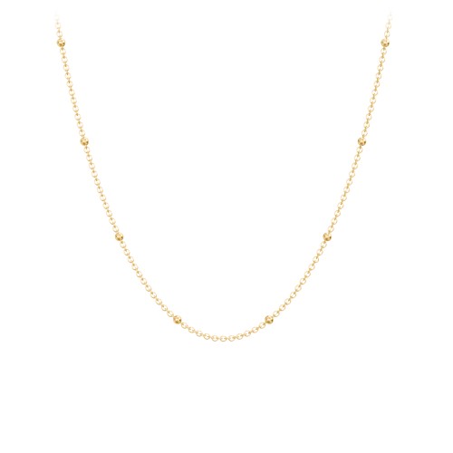 16" Ball Station Cable Chain Necklace – 18K Gold Plated Silver