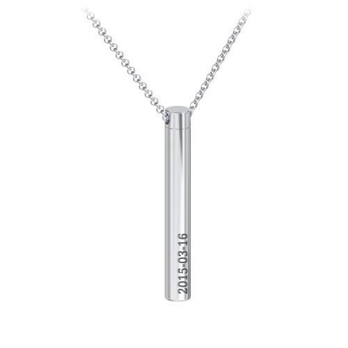 Engravable 3D Cylinder Urn Necklace in Stainless Steel – Stainless Steel