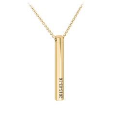Engravable 3D Cylinder Urn Necklace in Yellow Ion-Plated Steel