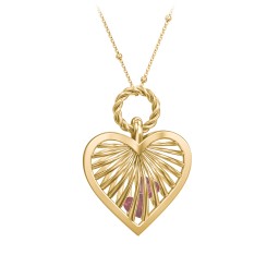 Radiant Caged Heart Necklace with 1-6 Birthstones