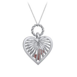 Radiant Caged Heart Necklace with 1-6 Birthstones